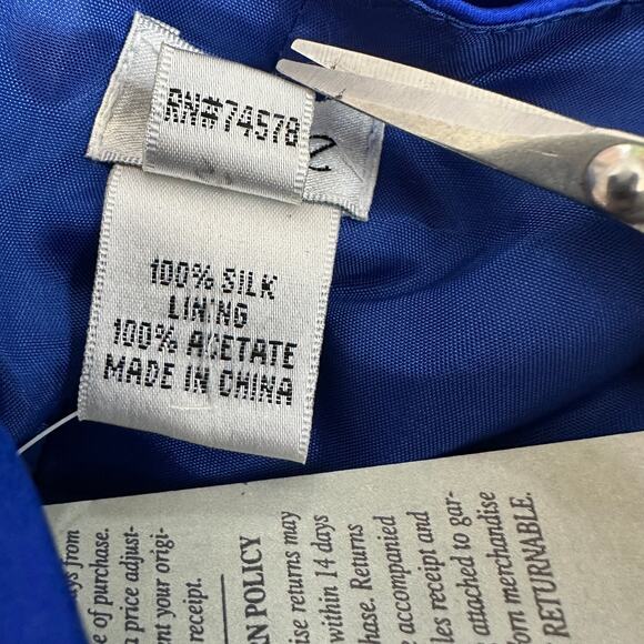 Cache Dress Women Sz 8 Cobalt Blue Halter Backless Silk Asymmetric V-Neck Formal - Picture 10 of 12